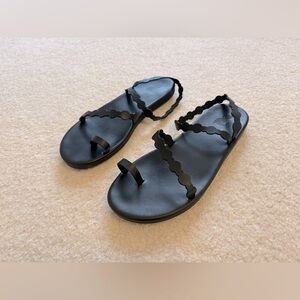Ancient Greek Sandals Cronos Black Leather Sandals - size 40